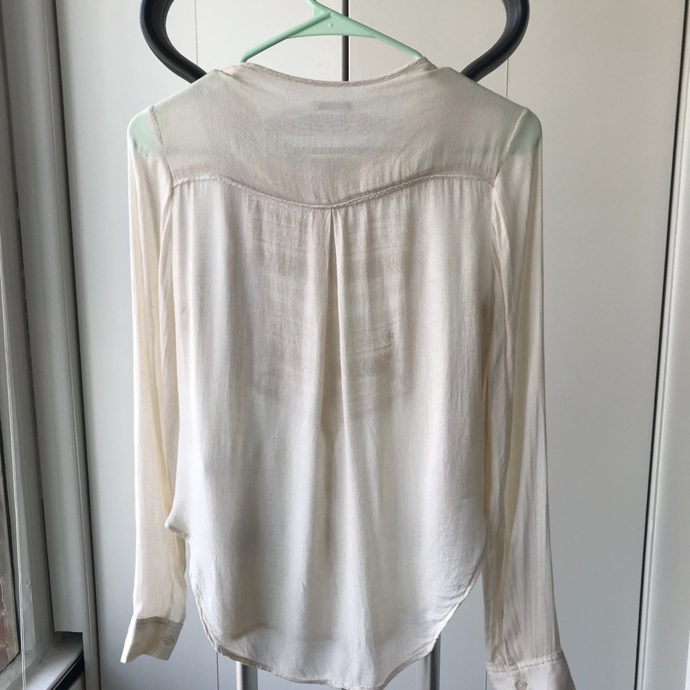 Off White Embroidered Button Down Boho - image 2